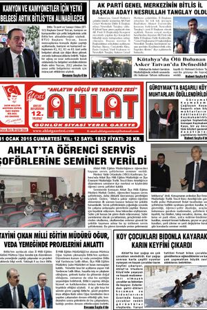 AHLAT GAZETESİ-2 - ahlat haber, ahlat haberleri, adilcevaz haber, tatvan haber, bitlis haber, selcuklu mezarlıkları, ahlat belediyesi, ahlat bastonu - 01 Şubat 2015 Manşeti