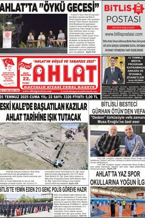 25 TEMMUZ 2025-YENİ AHLAT GAZETESİ