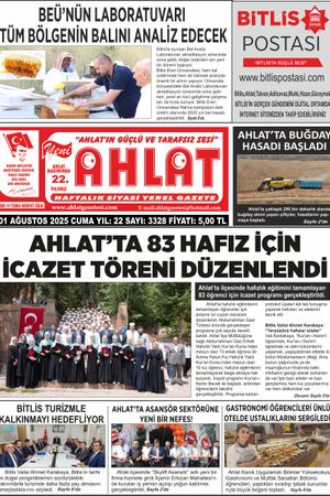 01 AĞUSTOS 2025 YENİ AHLAT GAZETESİ