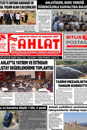 05 AĞUSTOS 2025 YENİ AHLAT GAZETESİ