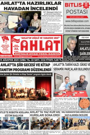15 AĞUSTOS 2025 YENİ AHLAT GAZETESİ