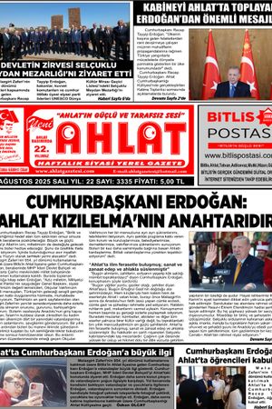 26 AĞUSTOS 2025 YENİ AHLAT GAZETESİ