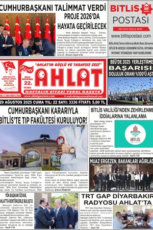 29 AĞUSTOS 2025 - YENİ AHLAT GAZETESİ