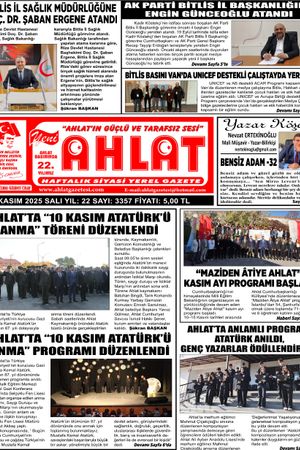 11 KASIM 2025 - YENİ AHLAT GAZETESİ