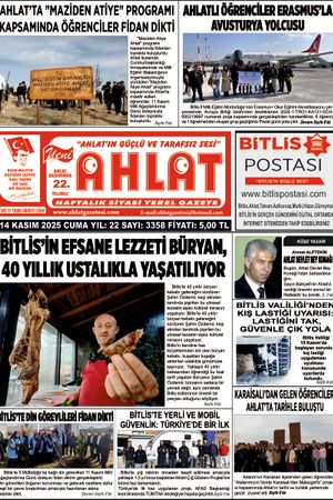 14 KASIM 2025 - YENİ AHLAT GAZETESİ
