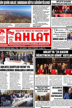25 KASIM 2025 - YENİ AHLAT GAZETESİ