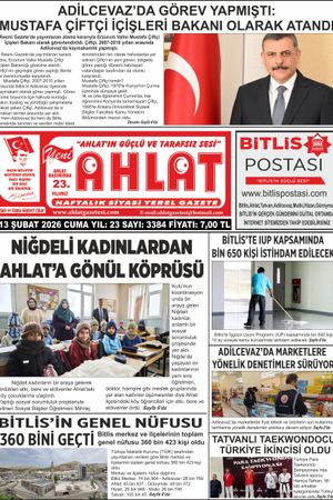 13 ŞUBAT 2026 - YENİ AHLAT GAZETESİ