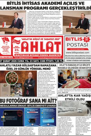 27 ŞUBAT 2026 - YENİ AHLAT GAZETESİ