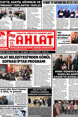 17 MART 2026 - YENİ AHLAT GAZETESİ