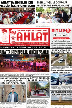 17 TEMMUZ 2026 - YENİ AHLAT GAZETESİ