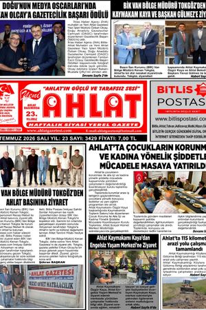 28 TEMMUZ 2026 - YENİ AHLAT GAZETESİ
