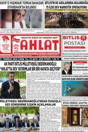 31 TEMMUZ 2026 - YENİ AHLAT GAZETESİ