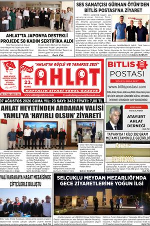07 AĞUSTOS 2026 - YENİ AHLAT GAZETESİ