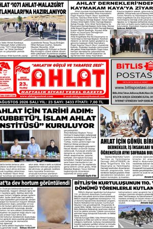 11 AĞUSTOS 2026 - YENİ AHLAT GAZETESİ