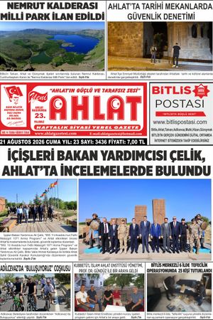 21 AĞUSTOS 2026 - YENİ AHLAT GAZETESİ