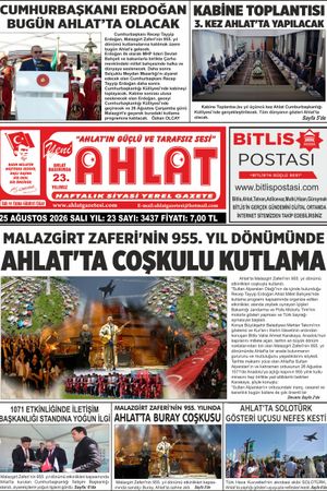 25 AĞUSTOS 2026 - YENİ AHLAT GAZETESİ