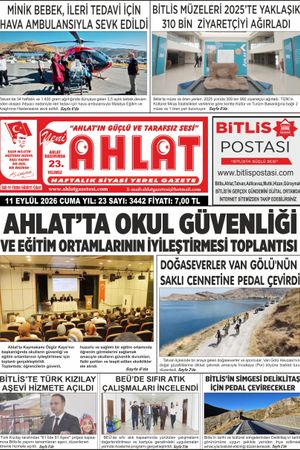 11 EYLÜL 2026 - YENİ AHLAT GAZETESİ