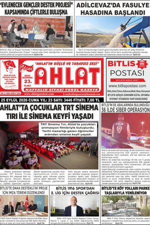 25 EYLÜL 2026 - YENİ AHLAT GAZETESİ